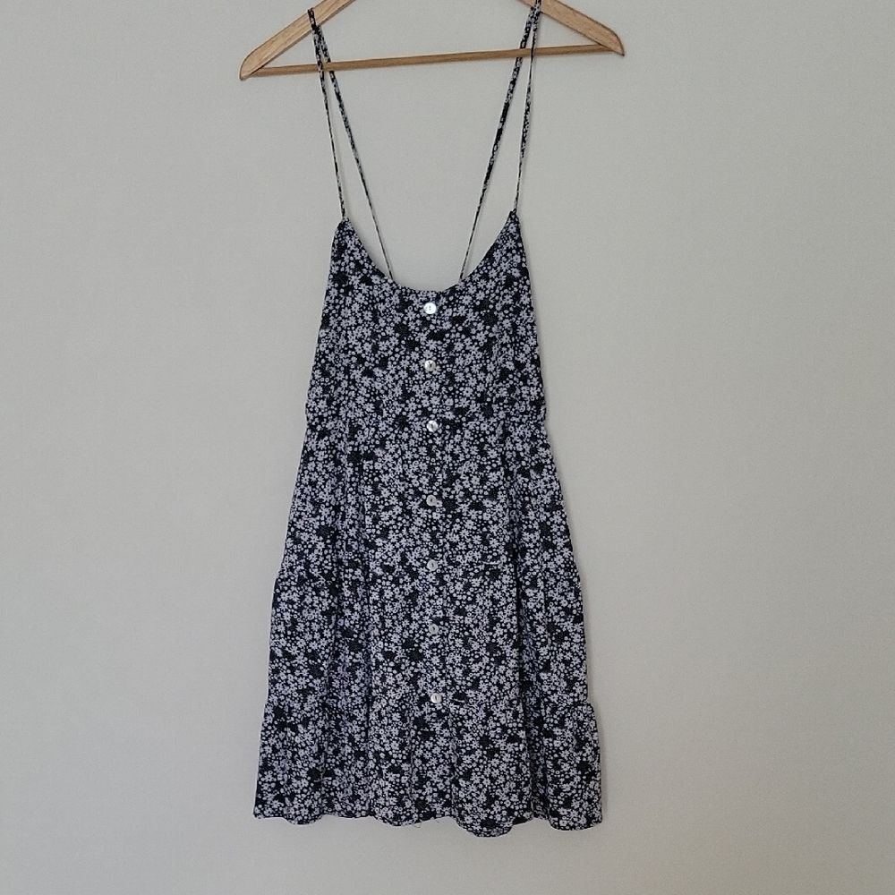 Floral Tiered Button-Front Mini Dollette Soft Girl Dress Coquette Size M Juniors